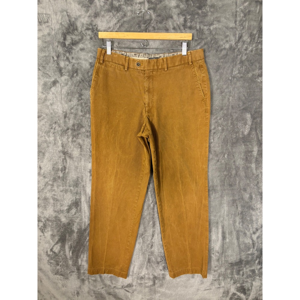 Hiltl Mens Mustard Brown Cotton Twill Straight Leg Chino Pants 34x27